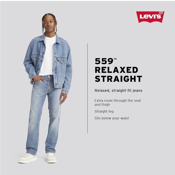 NWT Levi’s Men’s 559 Relaxed Straight Gray Denim Jean Size 36 x 34 - Picture 5 of 7
